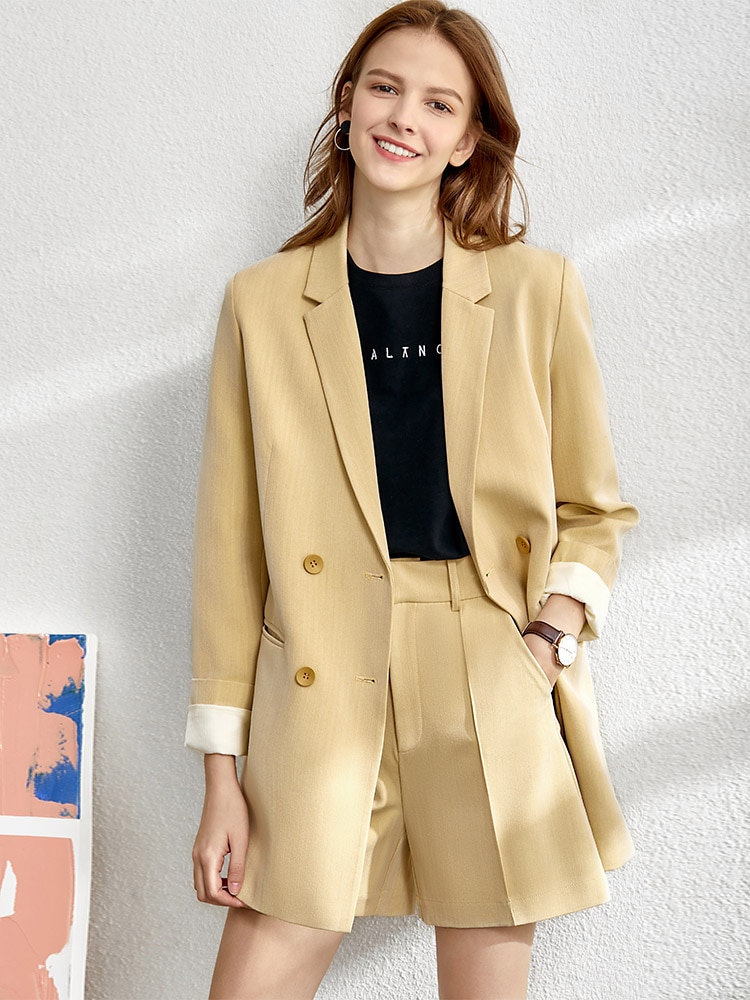 Amii Minimalism Jacket Spring Office Lady Blazer Women Vneck Tanks, Women's pants Female Shorts Sold Separately Blazers 12060909