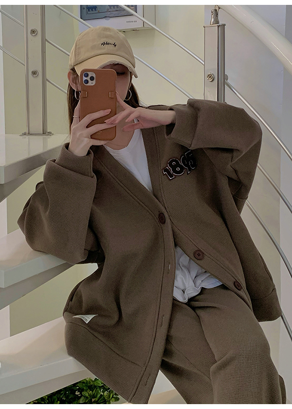 QWEEK Korean Fashion Brown Tracksuit Women Oversized Vintage Streetwear Oversized Gray Pant Sets Retro Basic Wide Leg Sweatpants QWEEK Korean Fashion Brown Tracksuit Women Oversized Vintage Streetwear Oversized Gray Pant Sets Retro Basic Wide Leg Sweatpants