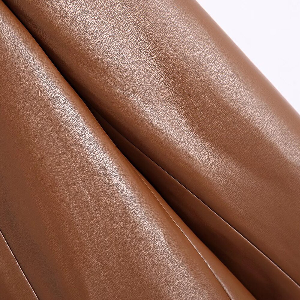 Klacwaya Women's Jacket For Women 2021 Leather Blazer Women's Autumn Brown Vintage Double Breasted Women Leather Suit Jacket Klacwaya Women's Jacket For Women 2021 Leather Blazer Women's Autumn Brown Vintage Double Breasted Women Leather Suit Jacket