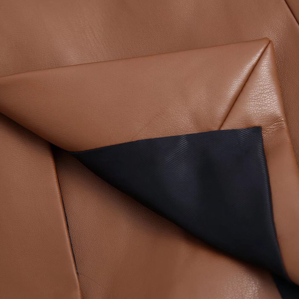 Klacwaya Women's Jacket For Women 2021 Leather Blazer Women's Autumn Brown Vintage Double Breasted Women Leather Suit Jacket Klacwaya Women's Jacket For Women 2021 Leather Blazer Women's Autumn Brown Vintage Double Breasted Women Leather Suit Jacket