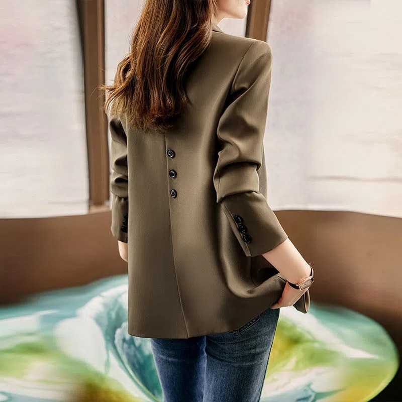 Brown Trench Suit Jacket Women's Autumn 2022 New Casual Temperament High-End Blazer Women's Top Suit Jackets Women's Cardigan