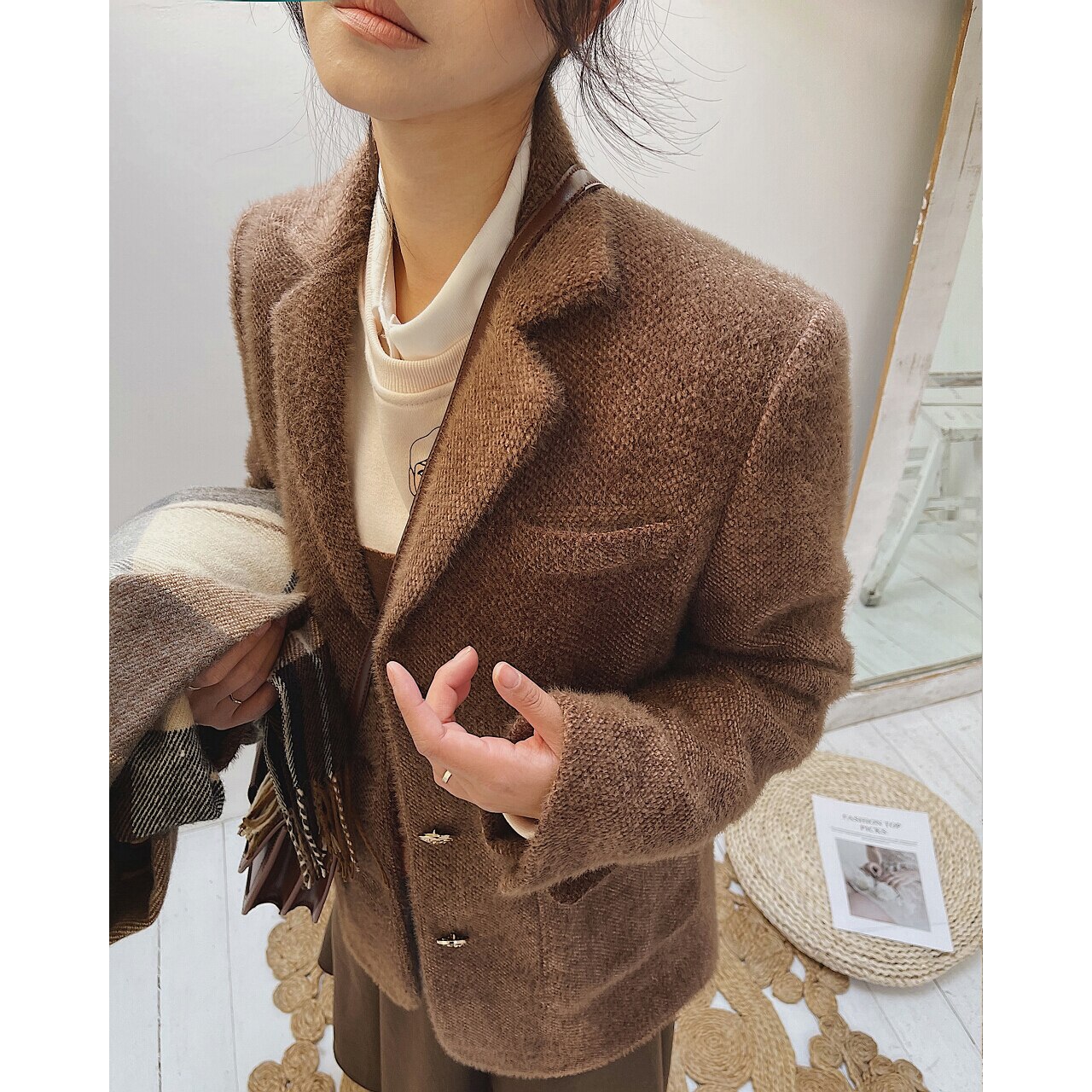 2022 Plush Brown New Woman Blazer Jacket Coat Spring Clothes Dress Suits Fashion Formal Outfits Elegant Costume Oem Office Wear