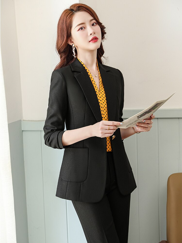 High Quality Brown Khaki Black Pant Suit Women Office Ladies Business Work Career Wear 2 Piece Set Formal Blazer and Trouser High Quality Brown Khaki Black Pant Suit Women Office Ladies Business Work Career Wear 2 Piece Set Formal Blazer and Trouser