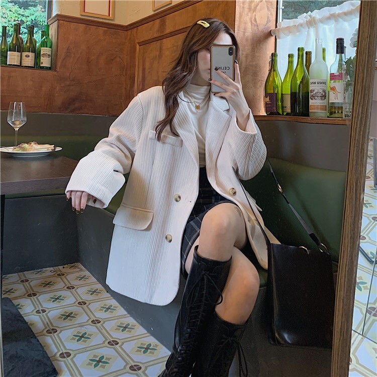 Autumn Winter Quilted Corduroy Blazers Women Fashion Vintage Brown Blazer Female Korean Casual Loose Suit Jacket Chic Autumn Winter Quilted Corduroy Blazers Women Fashion Vintage Brown Blazer Female Korean Casual Loose Suit Jacket Chic
