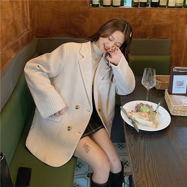 Autumn Winter Quilted Corduroy Blazers Women Fashion Vintage Brown Blazer Female Korean Casual Loose Suit Jacket Chic Autumn Winter Quilted Corduroy Blazers Women Fashion Vintage Brown Blazer Female Korean Casual Loose Suit Jacket Chic