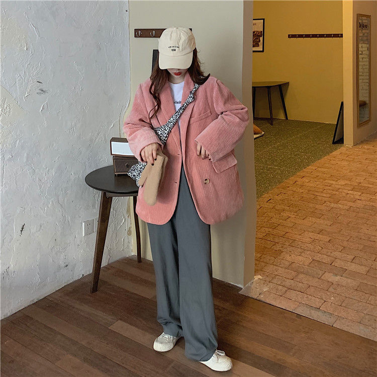 Autumn Winter Quilted Corduroy Blazers Women Fashion Vintage Brown Blazer Female Korean Casual Loose Suit Jacket Chic Autumn Winter Quilted Corduroy Blazers Women Fashion Vintage Brown Blazer Female Korean Casual Loose Suit Jacket Chic