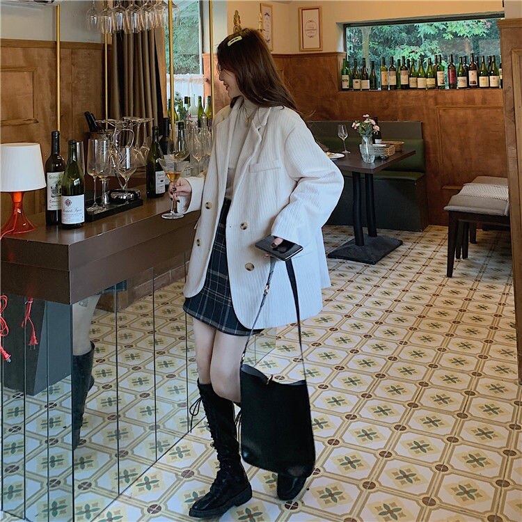 Autumn Winter Quilted Corduroy Blazers Women Fashion Vintage Brown Blazer Female Korean Casual Loose Suit Jacket Chic Autumn Winter Quilted Corduroy Blazers Women Fashion Vintage Brown Blazer Female Korean Casual Loose Suit Jacket Chic