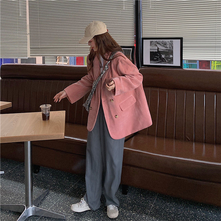 Autumn Winter Quilted Corduroy Blazers Women Fashion Vintage Brown Blazer Female Korean Casual Loose Suit Jacket Chic Autumn Winter Quilted Corduroy Blazers Women Fashion Vintage Brown Blazer Female Korean Casual Loose Suit Jacket Chic