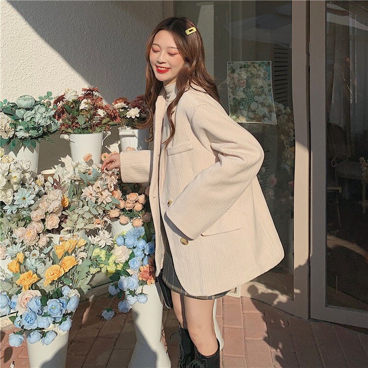 Autumn Winter Quilted Corduroy Blazers Women Fashion Vintage Brown Blazer Female Korean Casual Loose Suit Jacket Chic Autumn Winter Quilted Corduroy Blazers Women Fashion Vintage Brown Blazer Female Korean Casual Loose Suit Jacket Chic