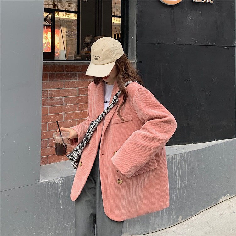 Autumn Winter Quilted Corduroy Blazers Women Fashion Vintage Brown Blazer Female Korean Casual Loose Suit Jacket Chic Autumn Winter Quilted Corduroy Blazers Women Fashion Vintage Brown Blazer Female Korean Casual Loose Suit Jacket Chic