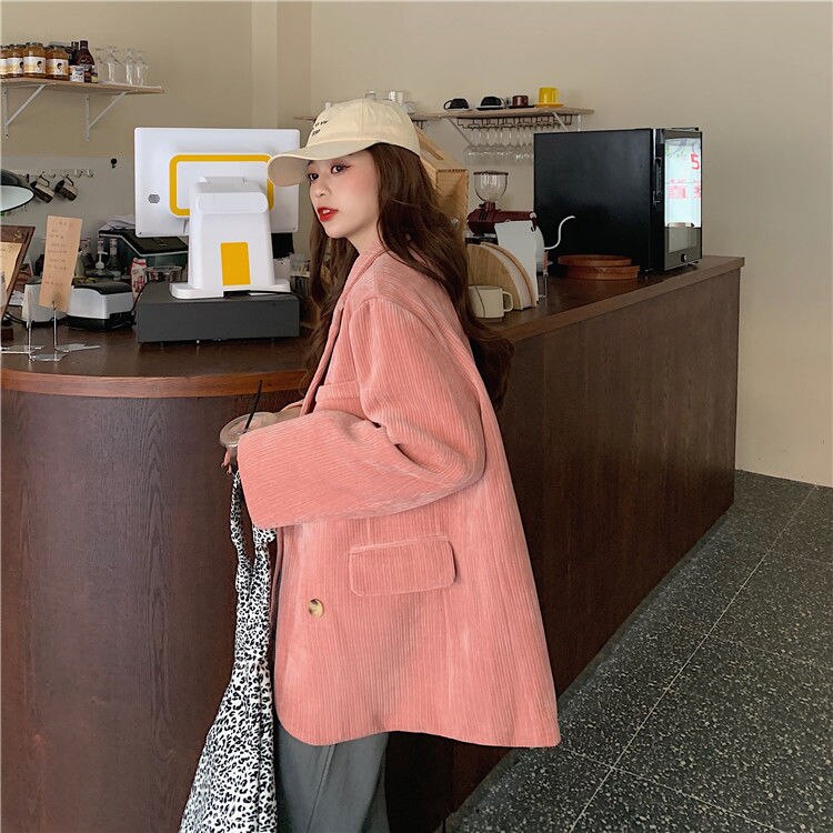 Autumn Winter Quilted Corduroy Blazers Women Fashion Vintage Brown Blazer Female Korean Casual Loose Suit Jacket Chic Autumn Winter Quilted Corduroy Blazers Women Fashion Vintage Brown Blazer Female Korean Casual Loose Suit Jacket Chic