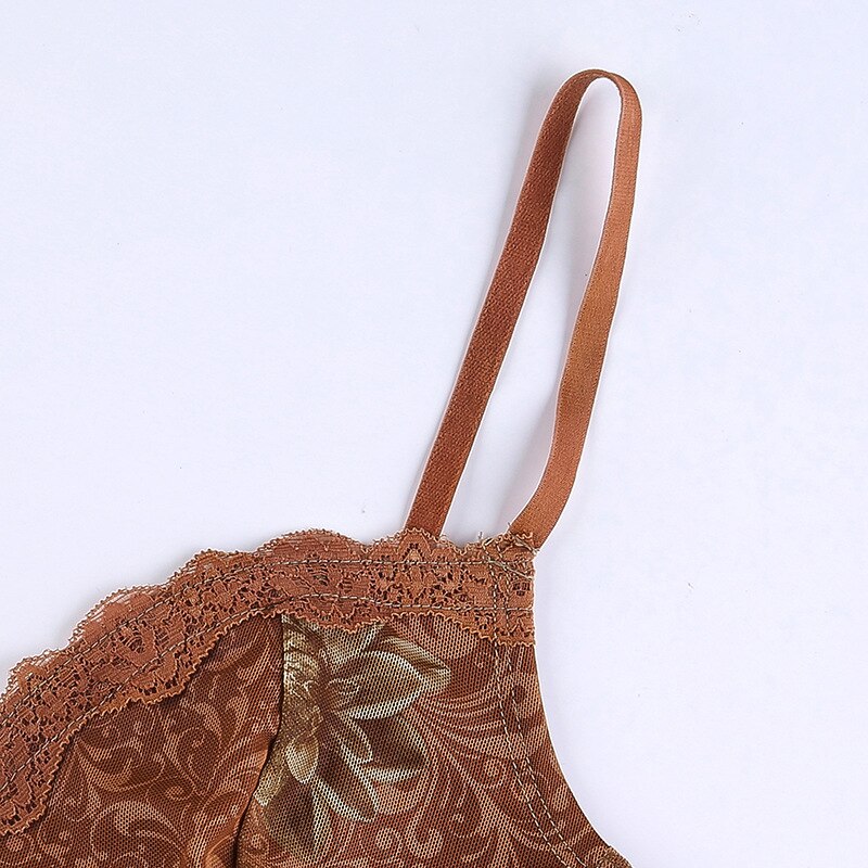 Lilac XN Sexy Floral Mesh Corset Crop Top Y2K Aesthetic Brown Bodycon Basic Tank Top Vintage Summer Clothes for Women Streetwear Lilac XN Sexy Floral Mesh Corset Crop Top Y2K Aesthetic Brown Bodycon Basic Tank Top Vintage Summer Clothes for Women Streetwear