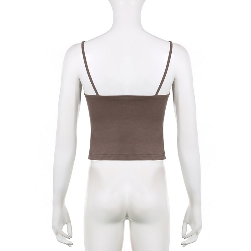 SUCHCUTE Lace Ruffles Stitch Vintage Brown Crop Top Womens Sleeveless Button Summer 2023 Grunge Slim Brown Tank Tops With Straps SUCHCUTE Lace Ruffles Stitch Vintage Brown Crop Top Womens Sleeveless Button Summer 2023 Grunge Slim Brown Tank Tops With Straps