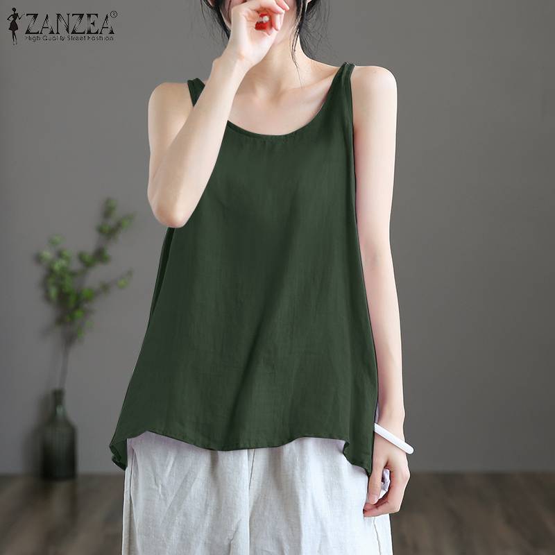 ZANZEA O-Neck Sleeveless Solid Color Camisole Summer Fashion Tunic Tank Tops Casual Beach Holiday Vest Blouse Women Loose Shirt ZANZEA O-Neck Sleeveless Solid Color Camisole Summer Fashion Tunic Tank Tops Casual Beach Holiday Vest Blouse Women Loose Shirt
