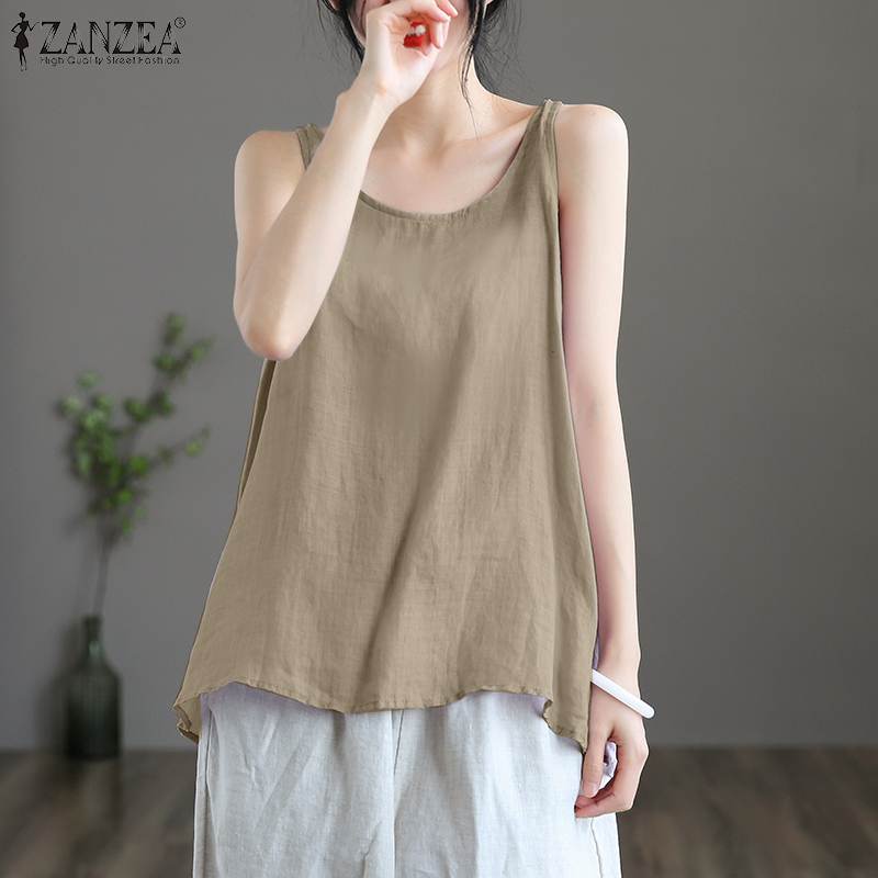 ZANZEA O-Neck Sleeveless Solid Color Camisole Summer Fashion Tunic Tank Tops Casual Beach Holiday Vest Blouse Women Loose Shirt ZANZEA O-Neck Sleeveless Solid Color Camisole Summer Fashion Tunic Tank Tops Casual Beach Holiday Vest Blouse Women Loose Shirt
