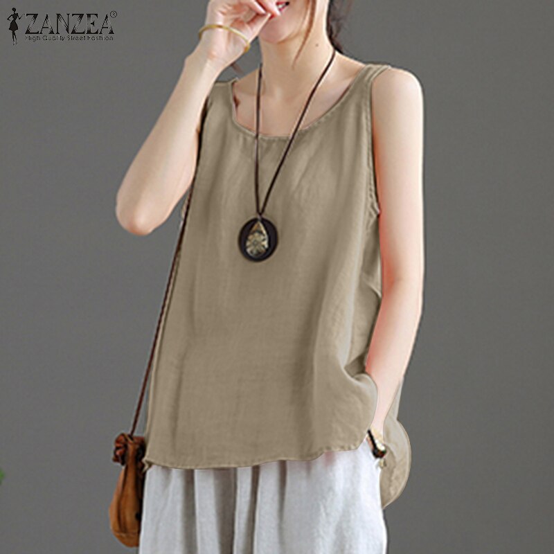 ZANZEA O-Neck Sleeveless Solid Color Camisole Summer Fashion Tunic Tank Tops Casual Beach Holiday Vest Blouse Women Loose Shirt ZANZEA O-Neck Sleeveless Solid Color Camisole Summer Fashion Tunic Tank Tops Casual Beach Holiday Vest Blouse Women Loose Shirt