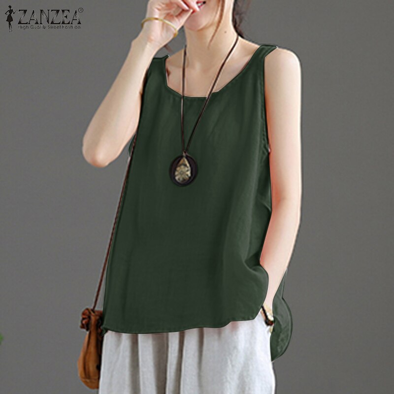 ZANZEA O-Neck Sleeveless Solid Color Camisole Summer Fashion Tunic Tank Tops Casual Beach Holiday Vest Blouse Women Loose Shirt ZANZEA O-Neck Sleeveless Solid Color Camisole Summer Fashion Tunic Tank Tops Casual Beach Holiday Vest Blouse Women Loose Shirt