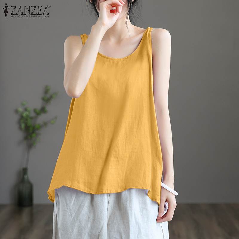 ZANZEA O-Neck Sleeveless Solid Color Camisole Summer Fashion Tunic Tank Tops Casual Beach Holiday Vest Blouse Women Loose Shirt ZANZEA O-Neck Sleeveless Solid Color Camisole Summer Fashion Tunic Tank Tops Casual Beach Holiday Vest Blouse Women Loose Shirt
