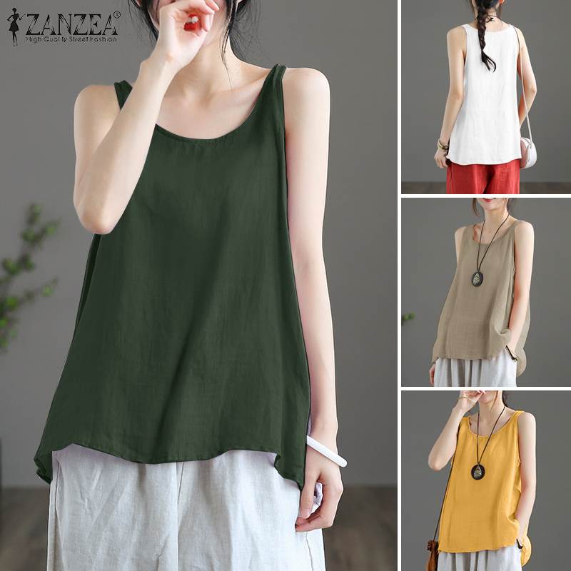 ZANZEA O-Neck Sleeveless Solid Color Camisole Summer Fashion Tunic Tank Tops Casual Beach Holiday Vest Blouse Women Loose Shirt ZANZEA O-Neck Sleeveless Solid Color Camisole Summer Fashion Tunic Tank Tops Casual Beach Holiday Vest Blouse Women Loose Shirt