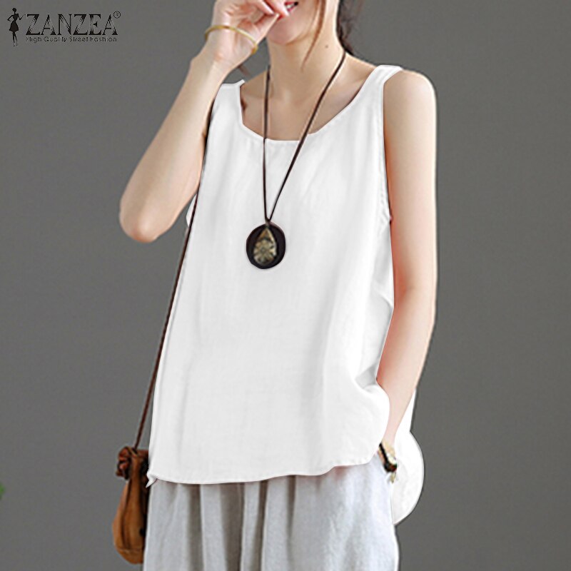 ZANZEA O-Neck Sleeveless Solid Color Camisole Summer Fashion Tunic Tank Tops Casual Beach Holiday Vest Blouse Women Loose Shirt ZANZEA O-Neck Sleeveless Solid Color Camisole Summer Fashion Tunic Tank Tops Casual Beach Holiday Vest Blouse Women Loose Shirt