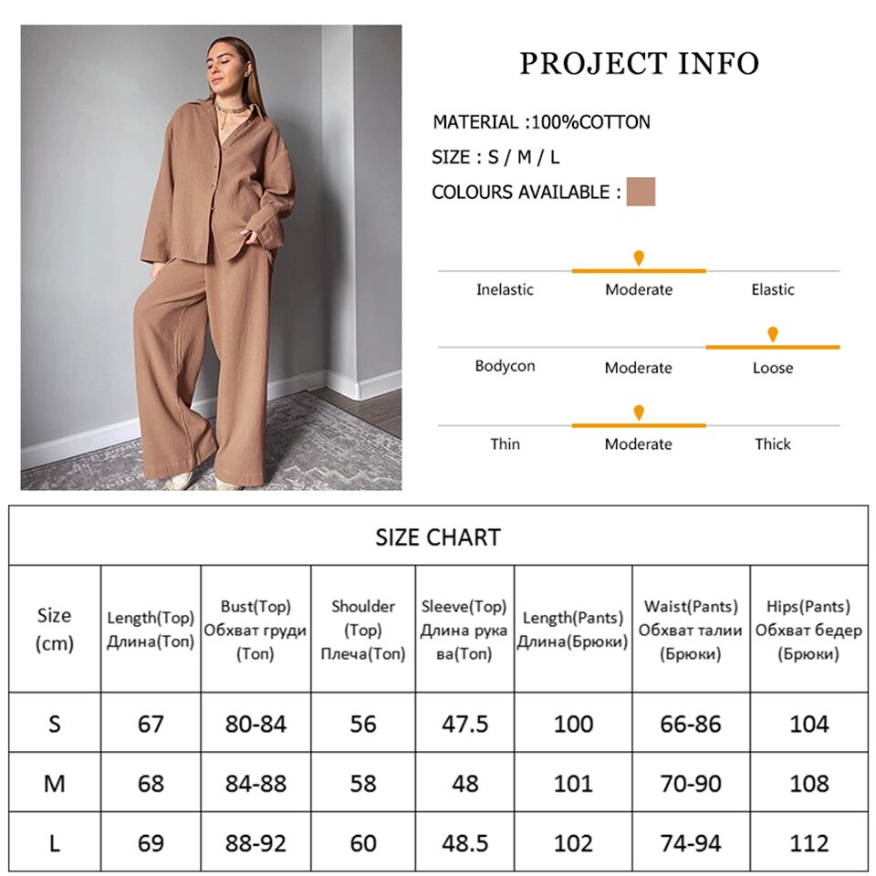 Linad Cotton Women's Home Clothes Brown Long Sleeve 2 Piece Sets Sleepwear Loose Trouser Suits Casual Female Pajamas Autumn 2022 Linad Cotton Women's Home Clothes Brown Long Sleeve 2 Piece Sets Sleepwear Loose Trouser Suits Casual Female Pajamas Autumn 2022