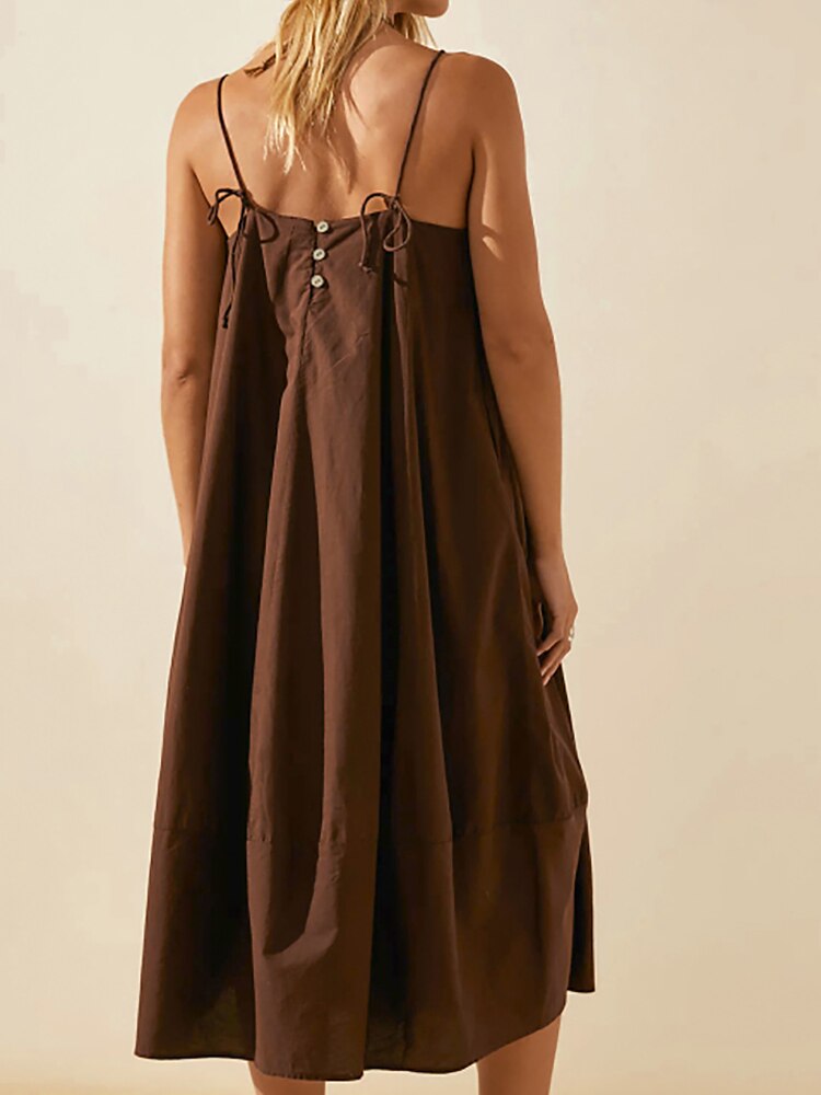 Linad Brown Night Dress Women Loose Spaghetti Strap Sleepwear Female Solid Woman Dresses 2023 Summer Casual Pajamas Buttons Linad Brown Night Dress Women Loose Spaghetti Strap Sleepwear Female Solid Woman Dresses 2023 Summer Casual Pajamas Buttons
