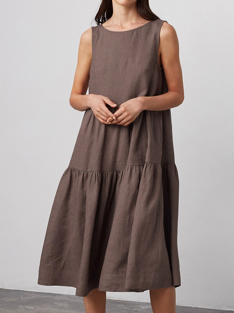 Linad Brown Night Dress Women Casual Sleeveless O Neck Sleepwear Female 2023 Summer Woman Dresses Cotton Pajamas Solid Homewear Linad Brown Night Dress Women Casual Sleeveless O Neck Sleepwear Female 2023 Summer Woman Dresses Cotton Pajamas Solid Homewear