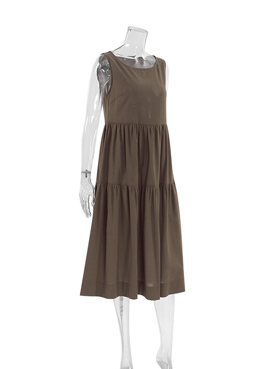 Linad Brown Night Dress Women Casual Sleeveless O Neck Sleepwear Female 2023 Summer Woman Dresses Cotton Pajamas Solid Homewear Linad Brown Night Dress Women Casual Sleeveless O Neck Sleepwear Female 2023 Summer Woman Dresses Cotton Pajamas Solid Homewear