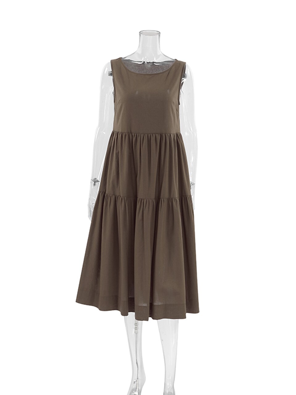 Linad Brown Night Dress Women Casual Sleeveless O Neck Sleepwear Female 2023 Summer Woman Dresses Cotton Pajamas Solid Homewear Linad Brown Night Dress Women Casual Sleeveless O Neck Sleepwear Female 2023 Summer Woman Dresses Cotton Pajamas Solid Homewear
