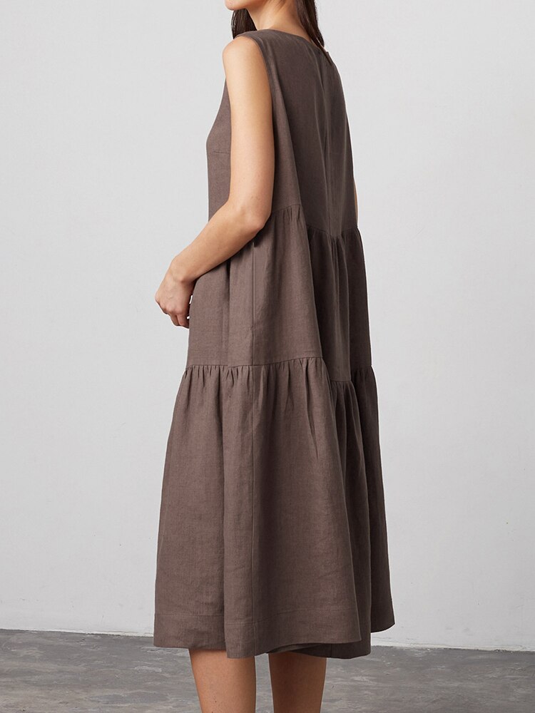 Linad Brown Night Dress Women Casual Sleeveless O Neck Sleepwear Female 2023 Summer Woman Dresses Cotton Pajamas Solid Homewear Linad Brown Night Dress Women Casual Sleeveless O Neck Sleepwear Female 2023 Summer Woman Dresses Cotton Pajamas Solid Homewear