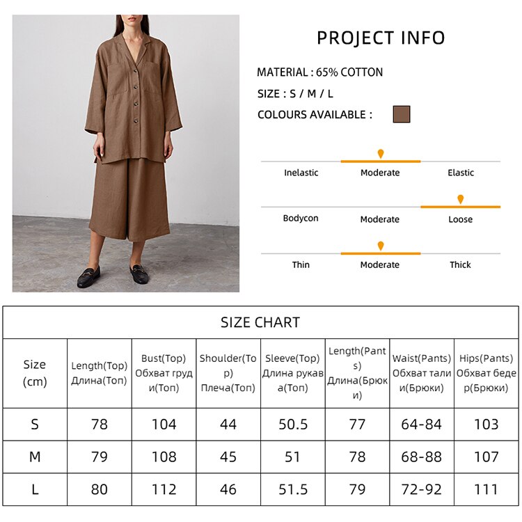 Linad Loose Women's Home Clothes 2 Piece Sets Brown Long Sleeve Sleepwear Female Trouser Suits Summer Casual Pajamas Solid Linad Loose Women's Home Clothes 2 Piece Sets Brown Long Sleeve Sleepwear Female Trouser Suits Summer Casual Pajamas Solid