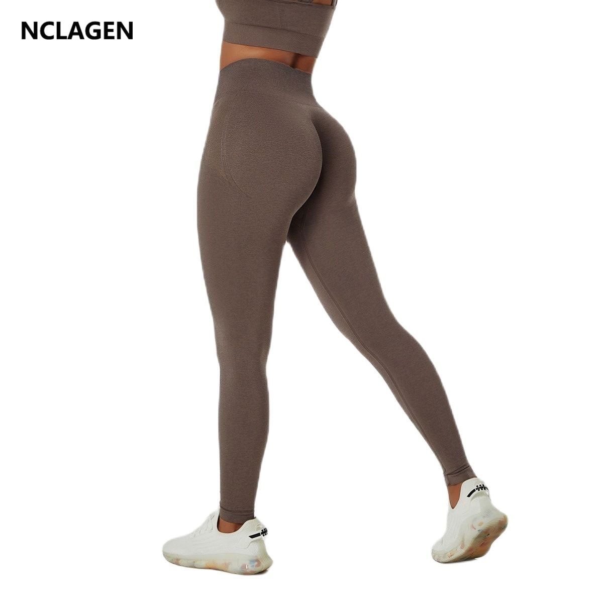 NCLAGEN Brown Leggings Women Seamless Yoga Pants Activewear Running Fitness High Waist Gym Sports Booty Scrunch Sports Tights
