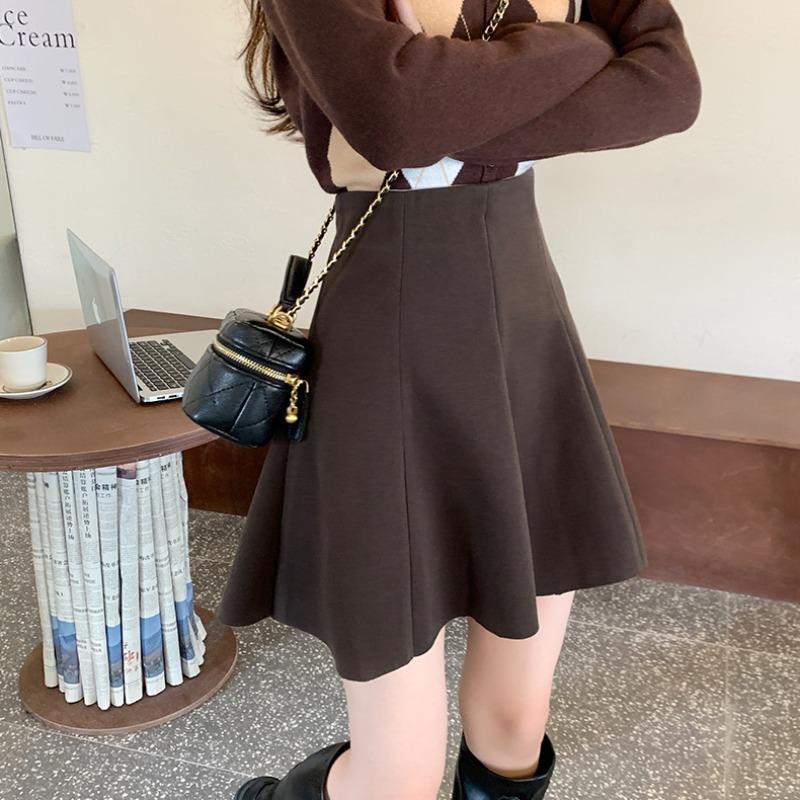 Women's Skirt Korean Style High Waist Skirts for Woman Tweed Brown Clothes Modest Stylish Trend New In Premium Aesthetic Fashion