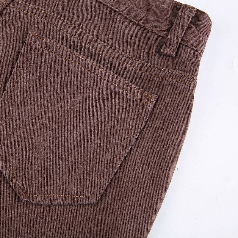 IAMSURE Loose Oversize Brown Jeans Women 2021 Casual High Waisted Cargo Pants With Pockets Vintage Cotton Trousers Streetwear IAMSURE Loose Oversize Brown Jeans Women 2021 Casual High Waisted Cargo Pants With Pockets Vintage Cotton Trousers Streetwear