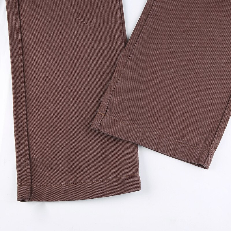 IAMSURE Loose Oversize Brown Jeans Women 2021 Casual High Waisted Cargo Pants With Pockets Vintage Cotton Trousers Streetwear IAMSURE Loose Oversize Brown Jeans Women 2021 Casual High Waisted Cargo Pants With Pockets Vintage Cotton Trousers Streetwear