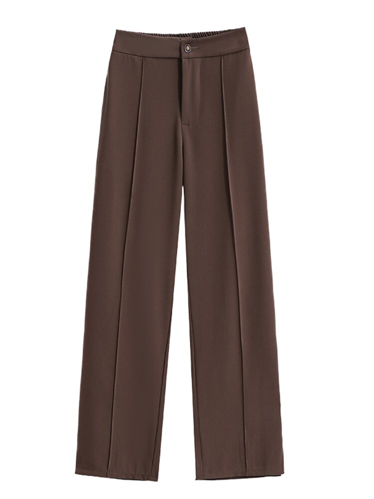 Women's Fashion Brown Oversize Wide Leg Pants Vintage 2021 Autumn High Waist Pant Loose Office Ladies Trouser Female Clothes
