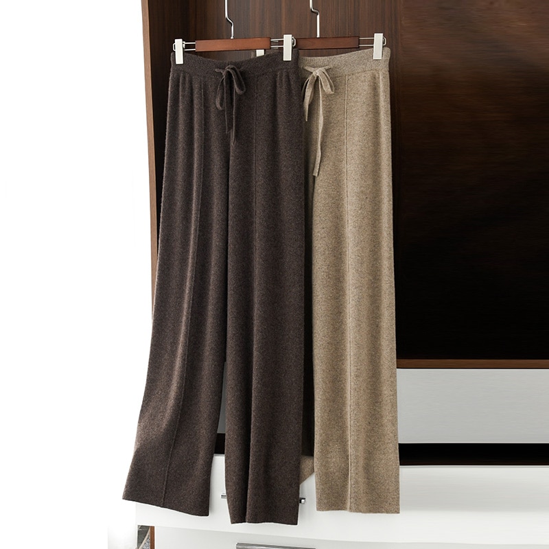 2023 Autumn and Winter New Women Cashmere Fashion Pants  Knitted Loose Cashmere Pants Women