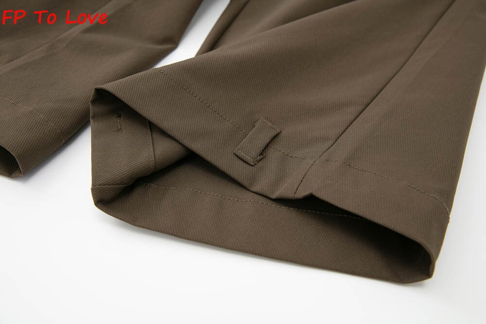 Y2K Neutral Brown Cargo Pants Loose Pocket Wide Leg Trousers Woman Female Street Stylish Autumn Spring PB&ZA Quality Y2K Neutral Brown Cargo Pants Loose Pocket Wide Leg Trousers Woman Female Street Stylish Autumn Spring PB&ZA Quality