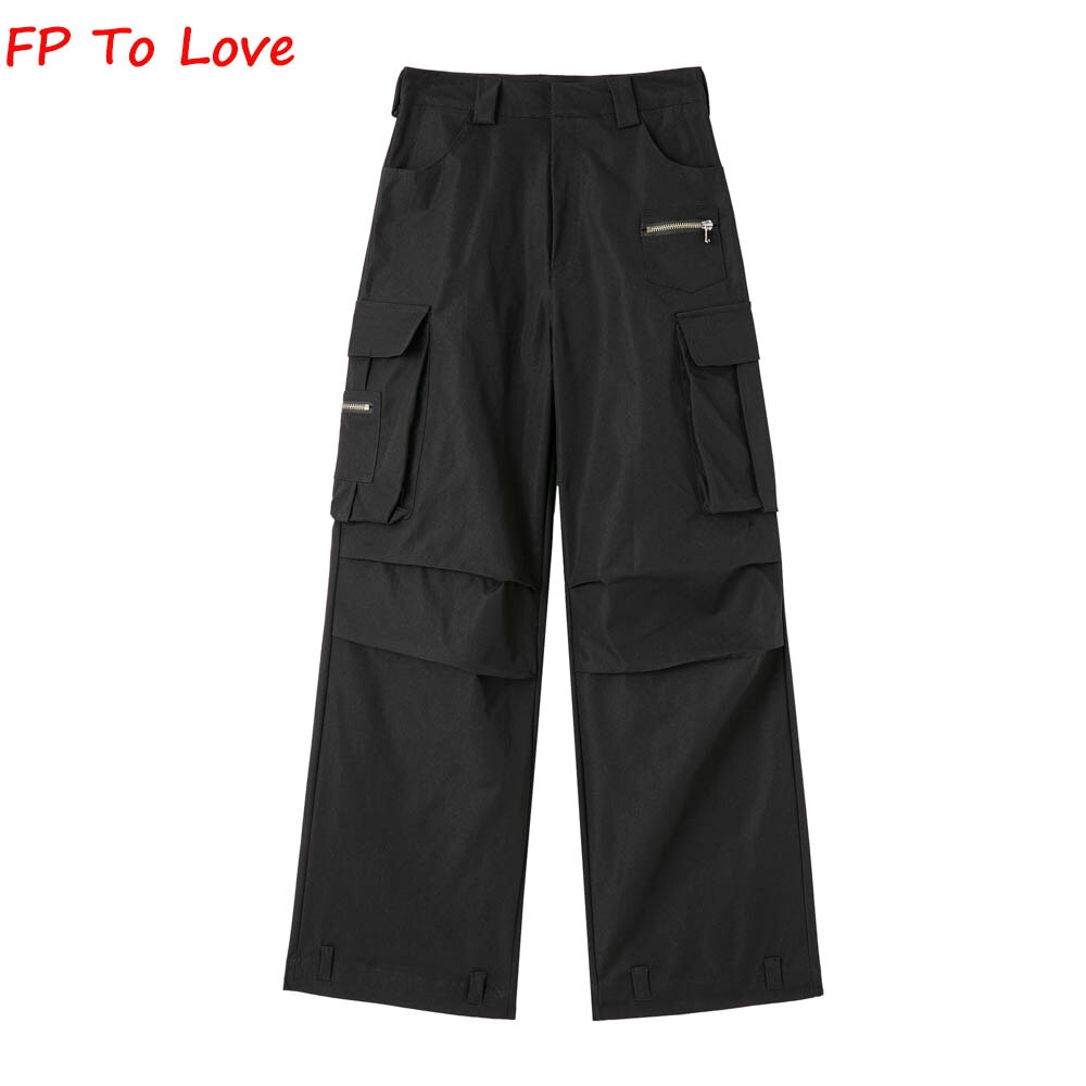 Y2K Neutral Brown Cargo Pants Loose Pocket Wide Leg Trousers Woman Female Street Stylish Autumn Spring PB&ZA Quality Y2K Neutral Brown Cargo Pants Loose Pocket Wide Leg Trousers Woman Female Street Stylish Autumn Spring PB&ZA Quality