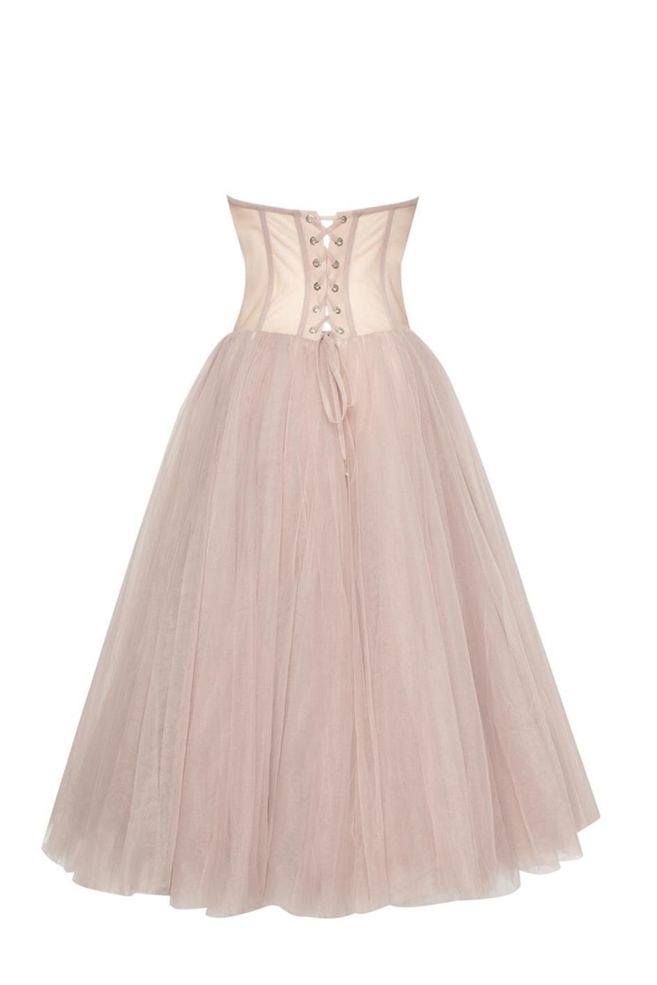 Brown Cocktail Dresses Sweetheart Neck Tulle Tea Length Prom Dress Women Ladies Strapless Illusion Custom Made Homecoming Gowns Brown Cocktail Dresses Sweetheart Neck Tulle Tea Length Prom Dress Women Ladies Strapless Illusion Custom Made Homecoming Gowns