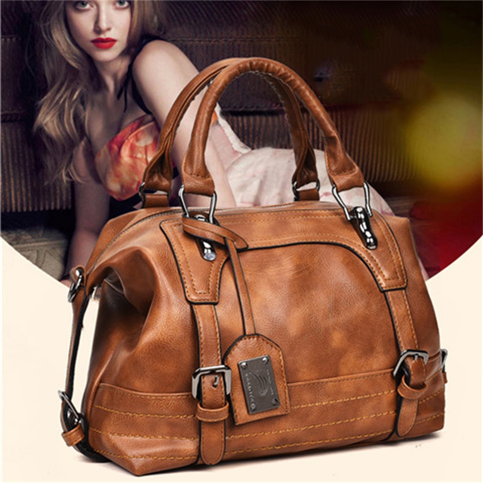 Women Vintage Luxury Handbag Purses Soft Leather Shoulder Bag Designer Female Casual Tote Travel Bag Femme Ladies Hand Bags