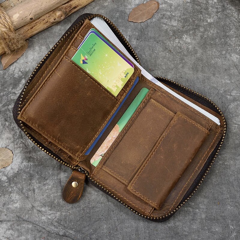 Top Qaulity 100% CowSkin Leather Coin Wallet Zip Men Women Girls Short Wallet Purse Zipper Brown Small Wallet Top Qaulity 100% CowSkin Leather Coin Wallet Zip Men Women Girls Short Wallet Purse Zipper Brown Small Wallet