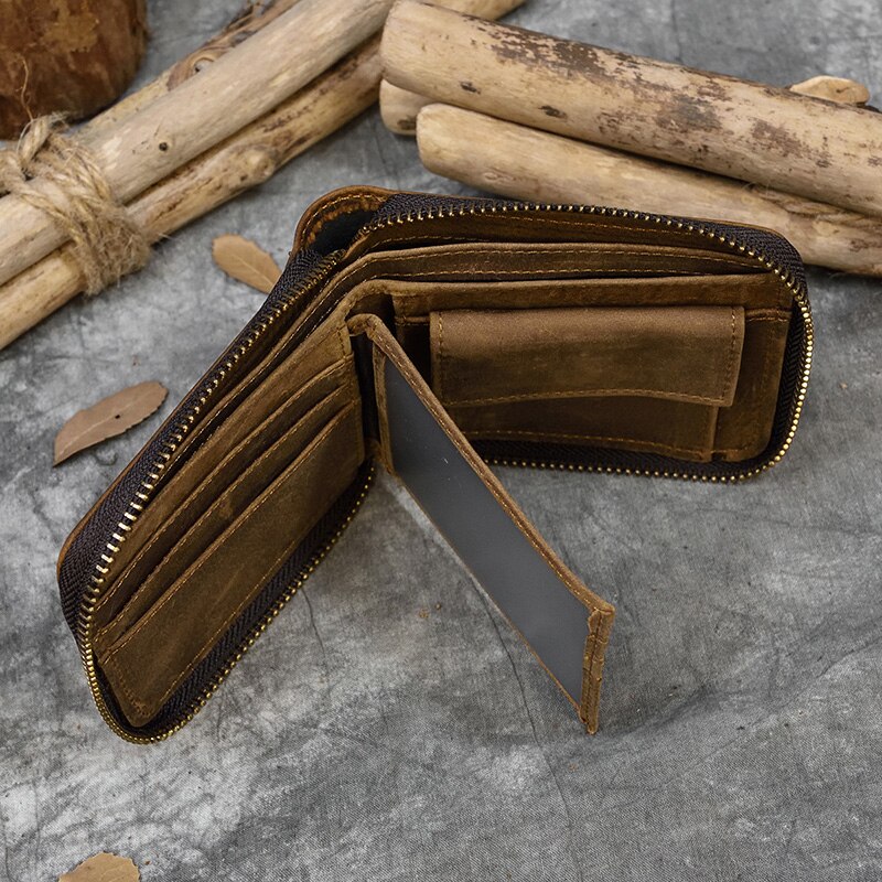 Top Qaulity 100% CowSkin Leather Coin Wallet Zip Men Women Girls Short Wallet Purse Zipper Brown Small Wallet Top Qaulity 100% CowSkin Leather Coin Wallet Zip Men Women Girls Short Wallet Purse Zipper Brown Small Wallet