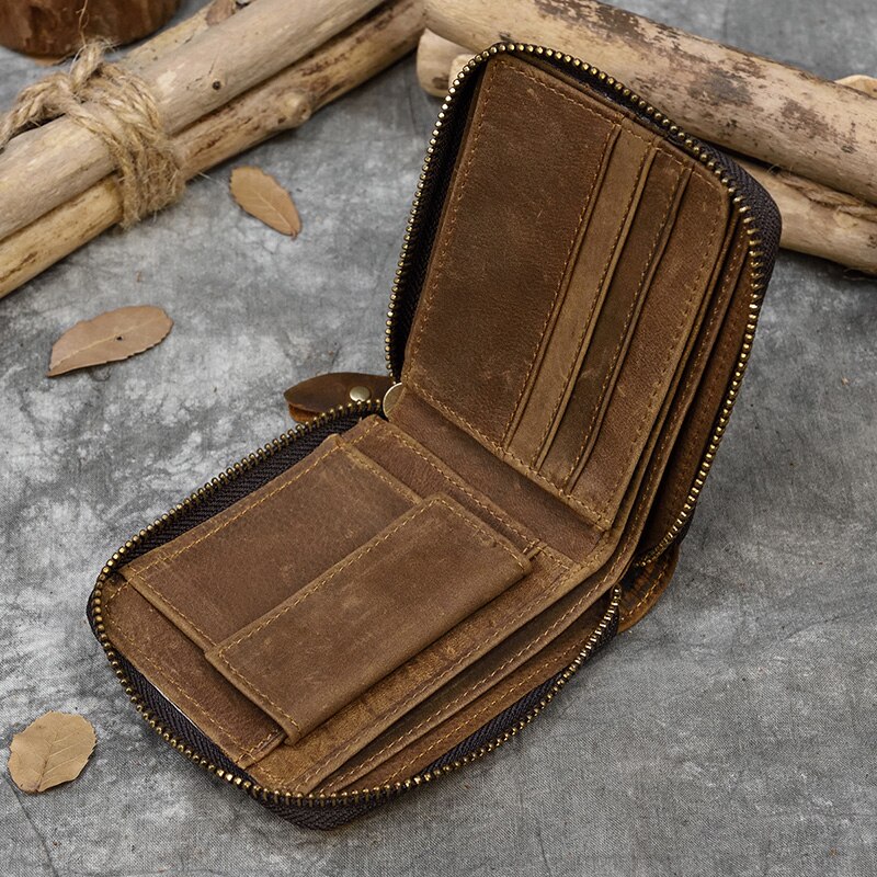 Top Qaulity 100% CowSkin Leather Coin Wallet Zip Men Women Girls Short Wallet Purse Zipper Brown Small Wallet Top Qaulity 100% CowSkin Leather Coin Wallet Zip Men Women Girls Short Wallet Purse Zipper Brown Small Wallet