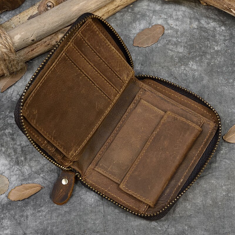 Top Qaulity 100% CowSkin Leather Coin Wallet Zip Men Women Girls Short Wallet Purse Zipper Brown Small Wallet Top Qaulity 100% CowSkin Leather Coin Wallet Zip Men Women Girls Short Wallet Purse Zipper Brown Small Wallet