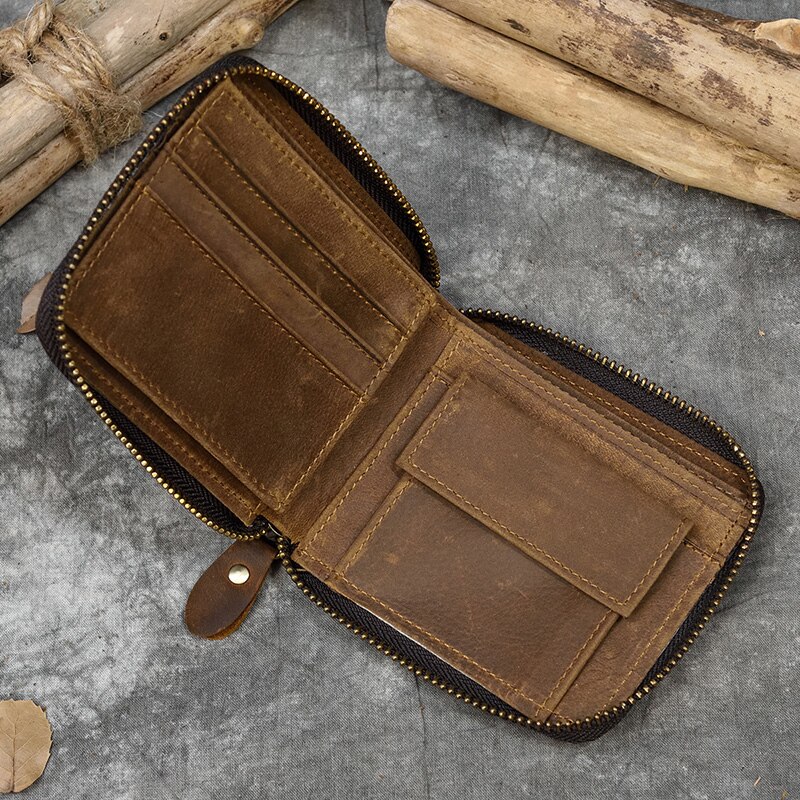 Top Qaulity 100% CowSkin Leather Coin Wallet Zip Men Women Girls Short Wallet Purse Zipper Brown Small Wallet Top Qaulity 100% CowSkin Leather Coin Wallet Zip Men Women Girls Short Wallet Purse Zipper Brown Small Wallet