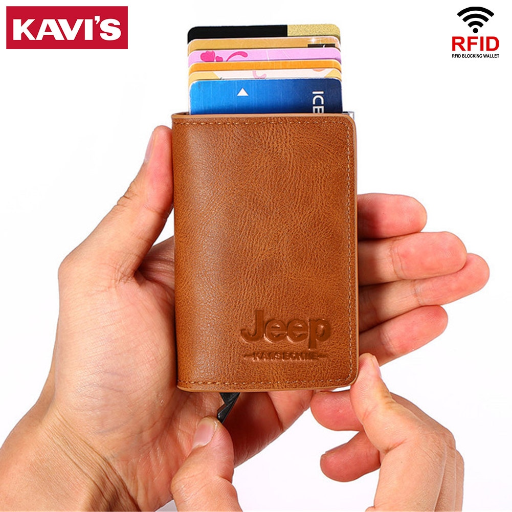 2021 New Credit Card Holder Rfid Leather Vintage Card Holder Men And Women Mini wallet Aluminum Antimagnetic Purse Card Slim Bag