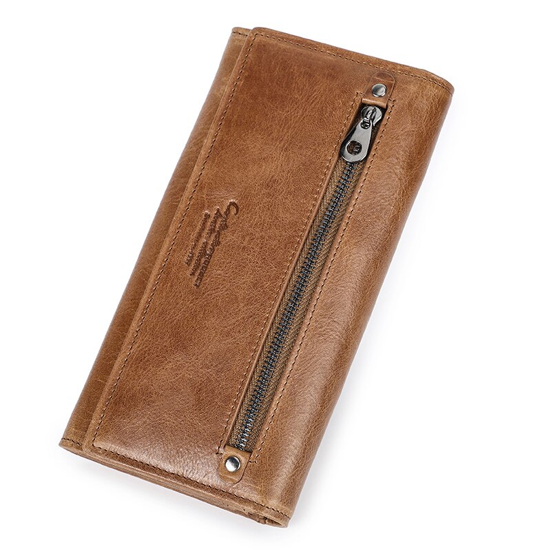Contact'S Long Wallets Women Genuine Leather Wallets Coin Pocket Ladies Zipper Wallets With Card Holders Purse