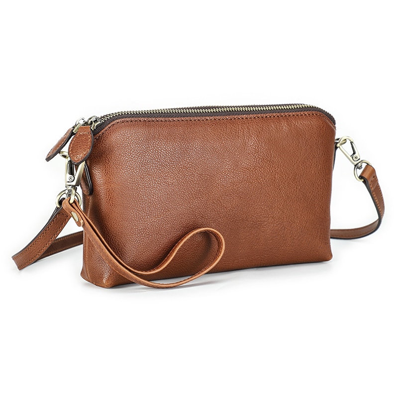 Contact'S Women CrossBag Retro Casual HandBag Brown Outdoor Shoulder Bags Hold Makeup Set Lady Clutches RFID Blocking Phone Bag