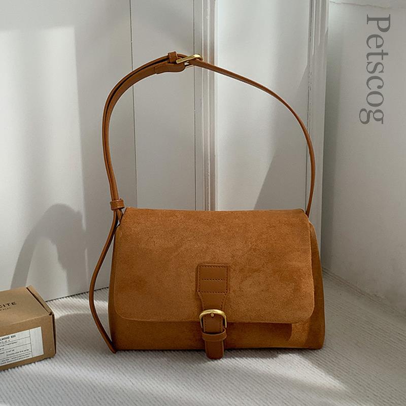 Winter Autumn Women's Shoulder Bag Brown Flap Hasp Handbags Vintage Female Fashion Underarm Bags Luxury Clutch Purse